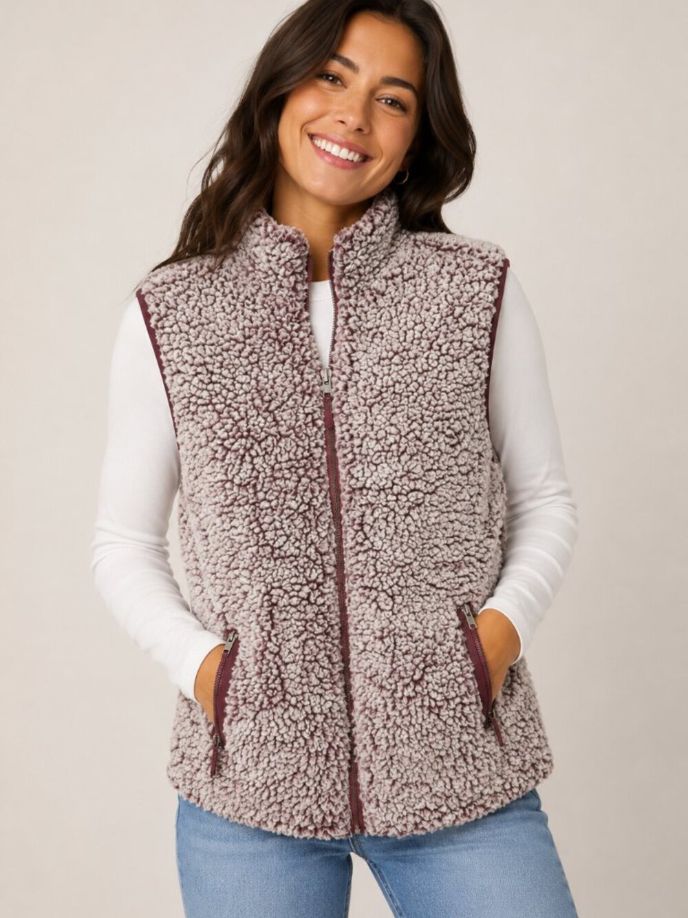 Thread & Supply Mauve Pink Sherpa Fleece Vest